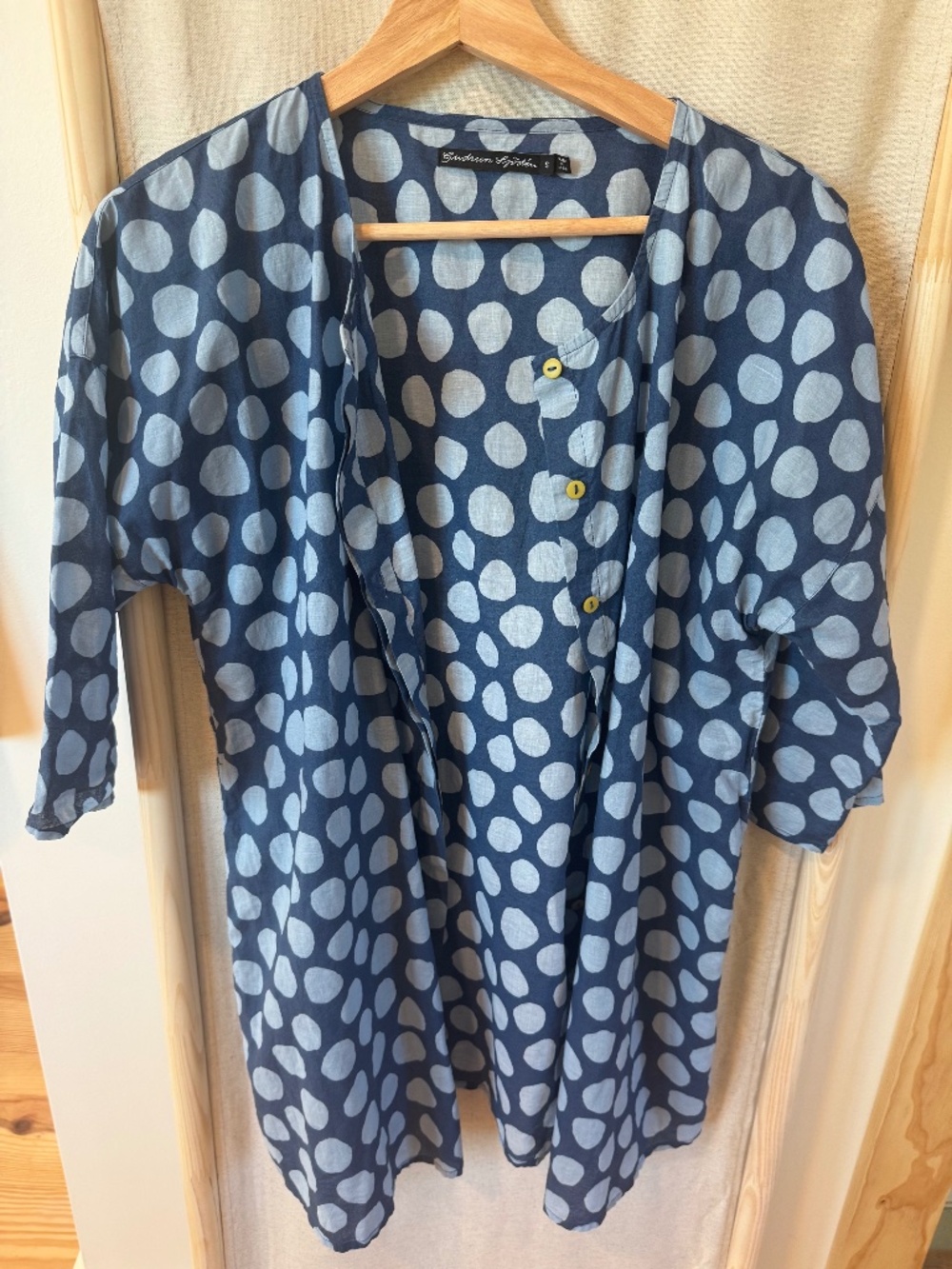 Gudrun Sjoden Organic Cotton Lagenlook Tunic in Blue with Light Blue Print